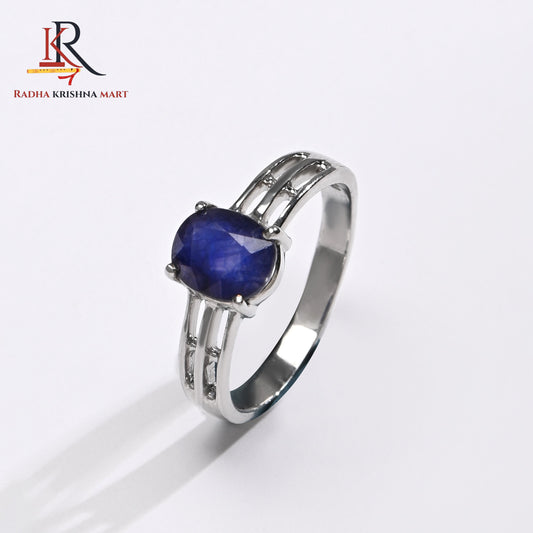Blue Sapphire ( Neelam ) Ring - 925 Silver