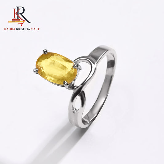 Yellow Sapphire (Pukhraj) Ring - 925 Silver