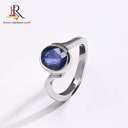 Blue Sapphire ( Neelam ) Ring - 925 Silver