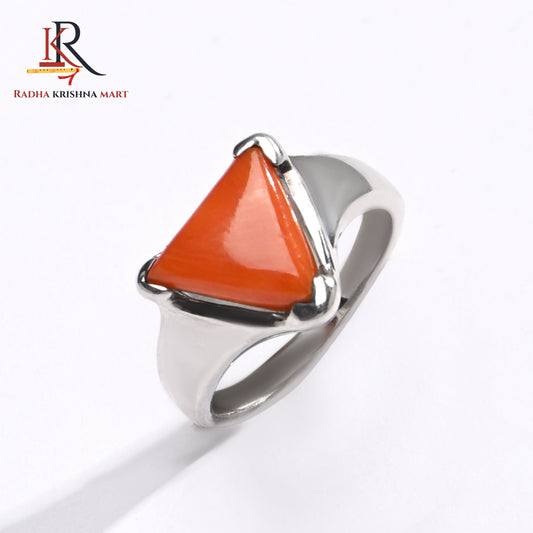 Red Coral (Moonga) Ring - 925 Silver