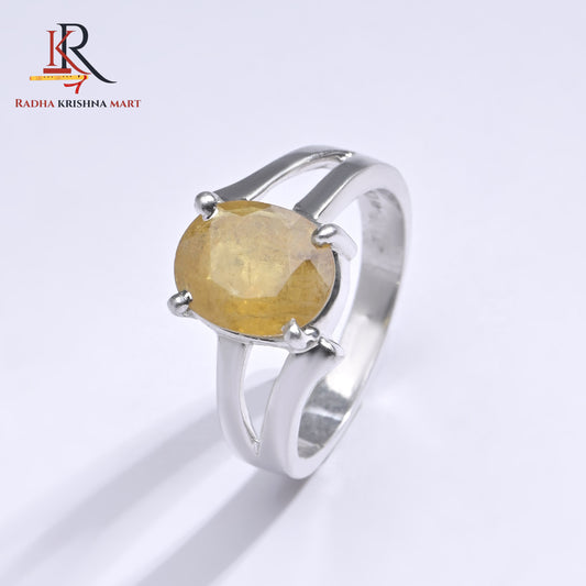 Yellow Sapphire (Pukhraj) Ring - 925 Silver