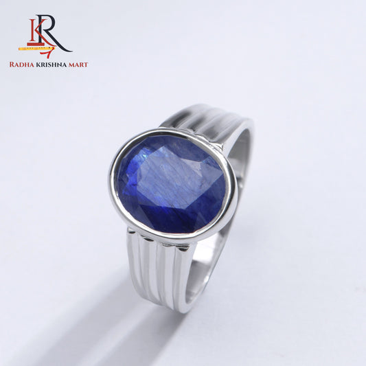 Blue Sapphire ( Neelam ) Ring - 925 Silver
