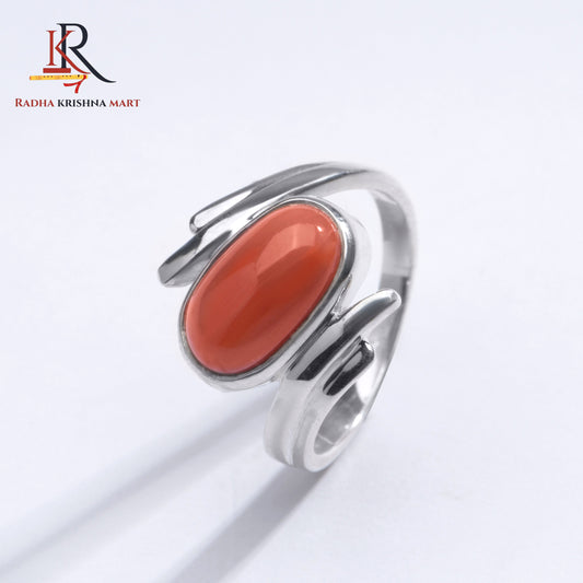 Red Coral (Moonga) Ring - 925 Silver