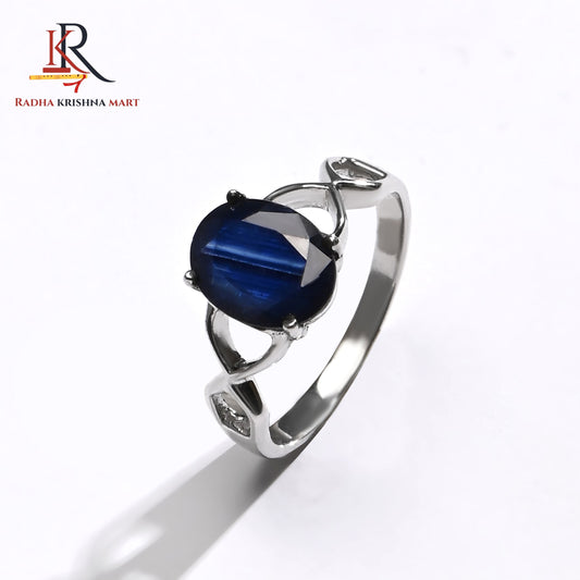 Blue Sapphire ( Neelam ) Ring - 925 Silver