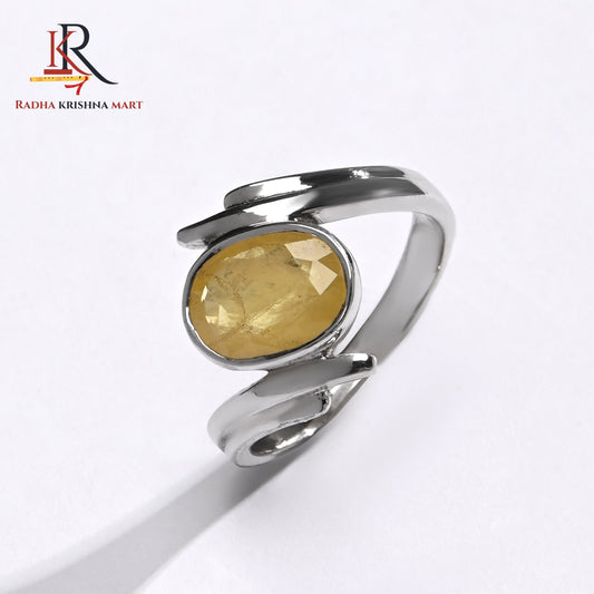 Yellow Sapphire (Pukhraj) Ring - 925 Silver