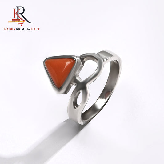 Red Coral (Moonga) Ring - 925 Silver