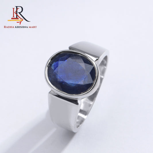 Blue Sapphire ( Neelam ) Ring - 925 Silver