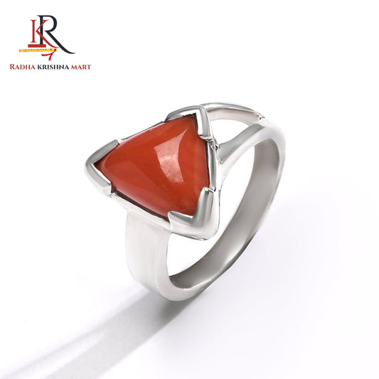 Red Coral (Moonga) Ring - 925 Silver