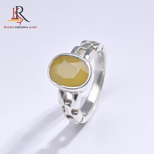 Yellow Sapphire (Pukhraj) Ring - 925 Silver