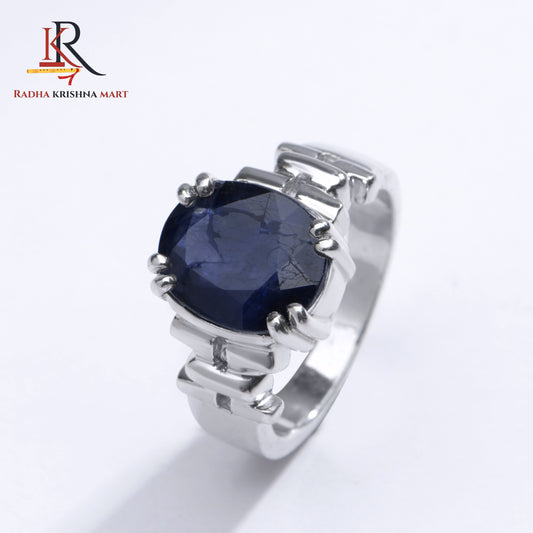 Blue Sapphire ( Neelam ) Ring - 925 Silver