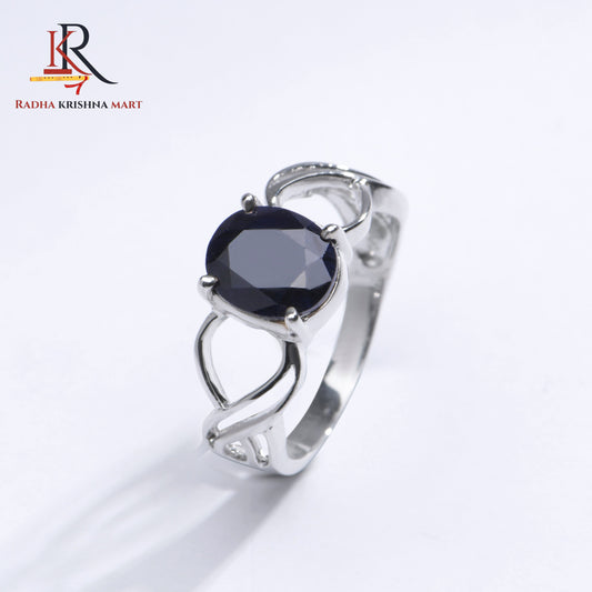 Blue Sapphire ( Neelam ) Ring - 925 Silver