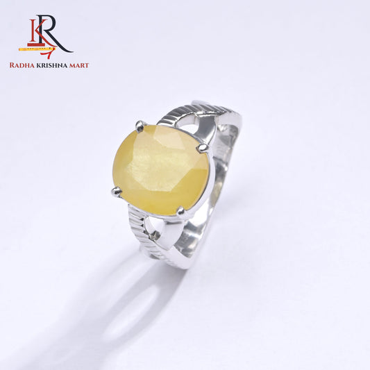 Yellow Sapphire (Pukhraj) Ring - 925 Silver