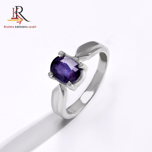 Blue Sapphire ( Neelam ) Ring - 925 Silver