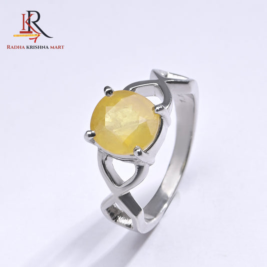 Yellow Sapphire (Pukhraj) Ring - 925 Silver