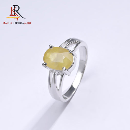 Yellow Sapphire (Pukhraj) Ring - 925 Silver