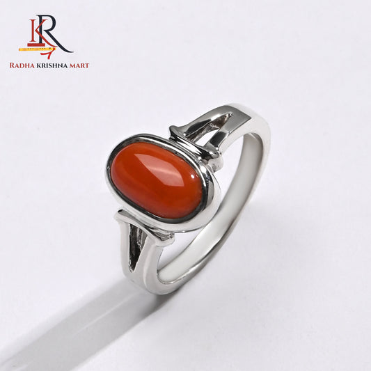 Red Coral (Moonga) Ring - 925 Silver