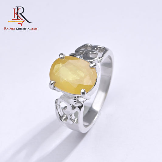 Yellow Sapphire (Pukhraj) Ring - 925 Silver