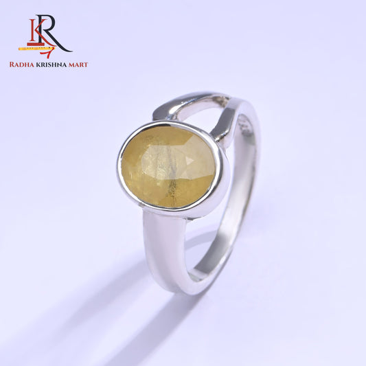 Yellow Sapphire (Pukhraj) Ring - 925 Silver