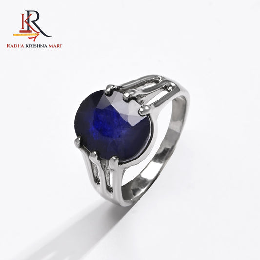 Blue Sapphire ( Neelam ) Ring - 925 Silver