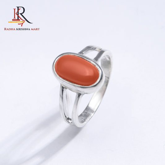 Red Coral (Moonga) Ring - 925 Silver