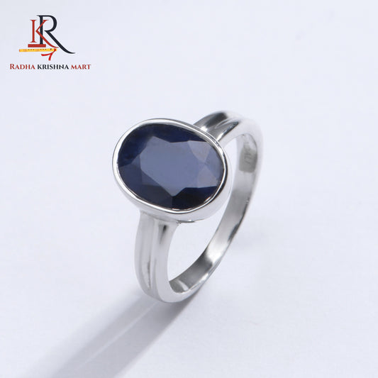 Blue Sapphire ( Neelam ) Ring - 925 Silver