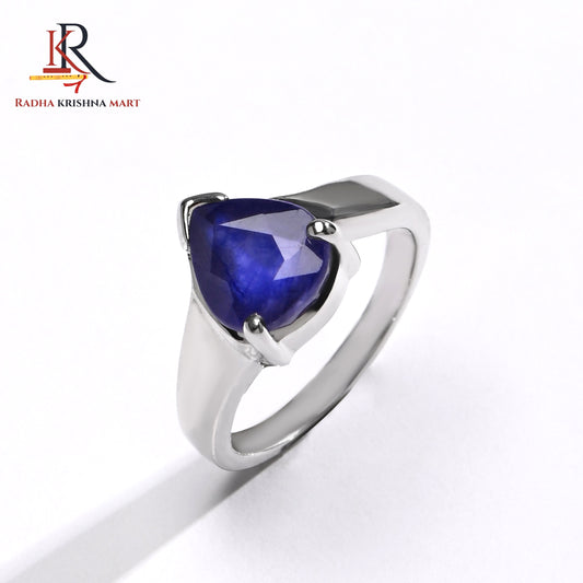 Blue Sapphire ( Neelam ) Ring - 925 Silver
