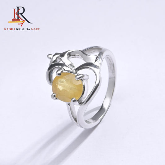 Yellow Sapphire (Pukhraj) Ring - 925 Silver