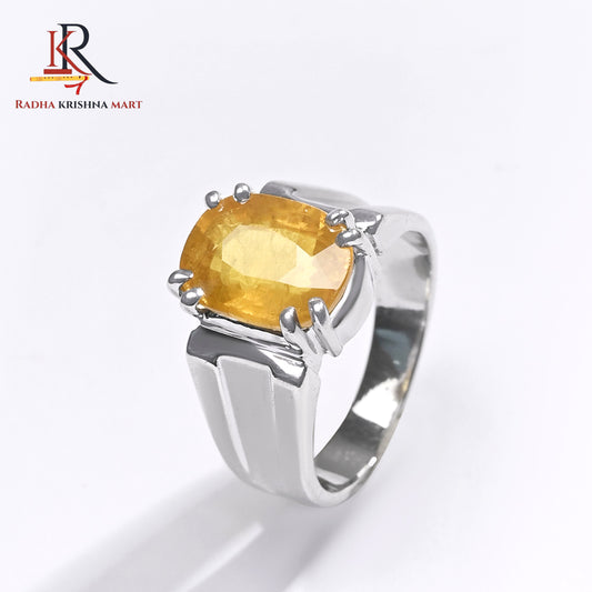 Yellow Sapphire (Pukhraj) Ring - 925 Silver