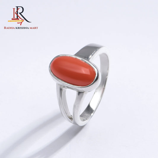 Red Coral (Moonga) Ring - 925 Silver