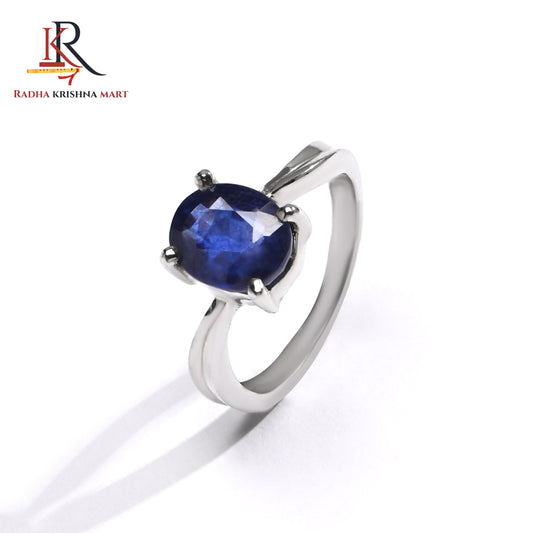 Blue Sapphire ( Neelam ) Ring - 925 Silver