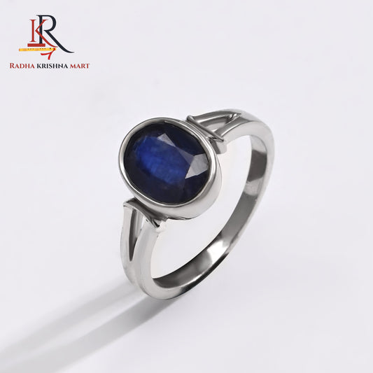 Blue Sapphire ( Neelam ) Ring - 925 Silver