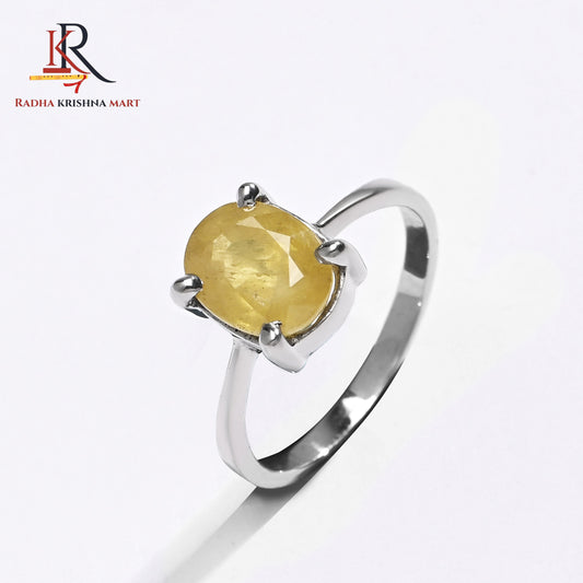 Yellow Sapphire (Pukhraj) Ring - 925 Silver