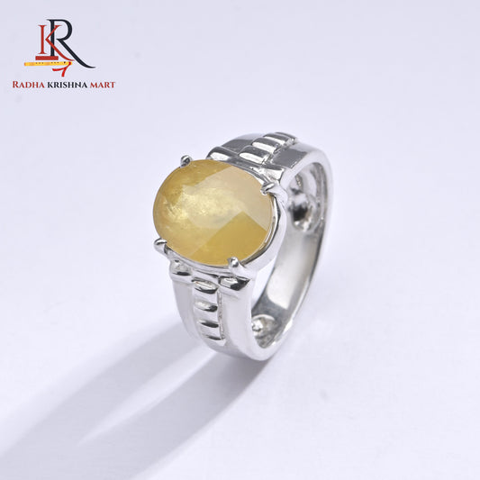 Yellow Sapphire (Pukhraj) Ring - 925 Silver