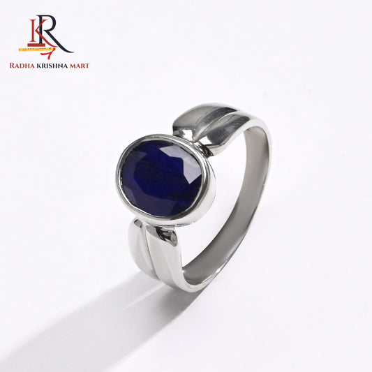 Blue Sapphire ( Neelam ) Ring - 925 Silver