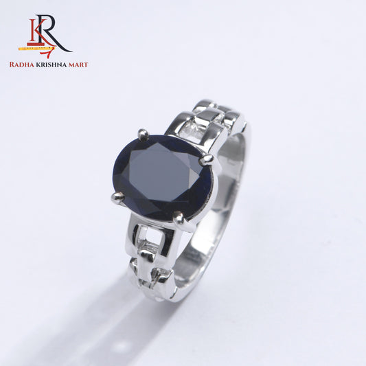 Blue Sapphire ( Neelam ) Ring - 925 Silver