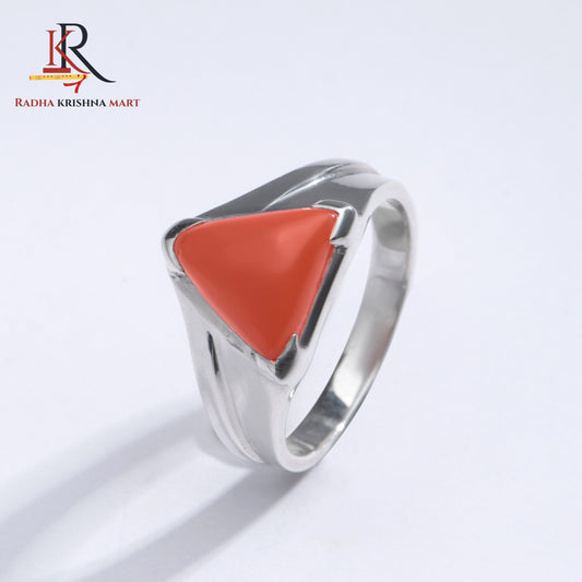Red Coral (Moonga) Ring - 925 Silver