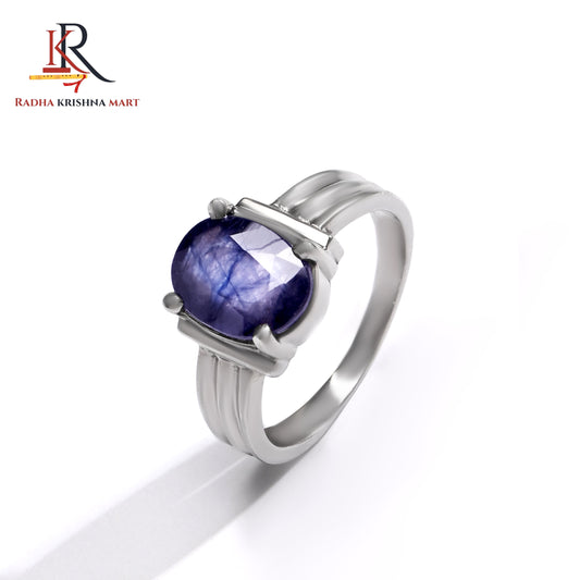 Blue Sapphire ( Neelam ) Ring - 925 Silver