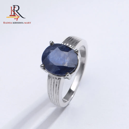 Blue Sapphire ( Neelam ) Ring - 925 Silver