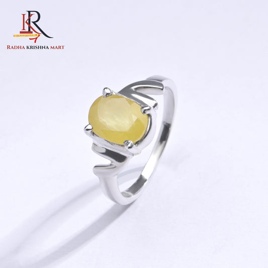Yellow Sapphire (Pukhraj) Ring - 925 Silver