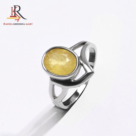 Yellow Sapphire (Pukhraj) Ring - 925 Silver
