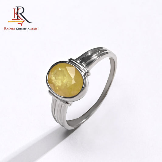 Yellow Sapphire (Pukhraj) Ring - 925 Silver
