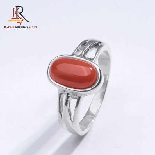 Red Coral (Moonga) Ring - 925 Silver