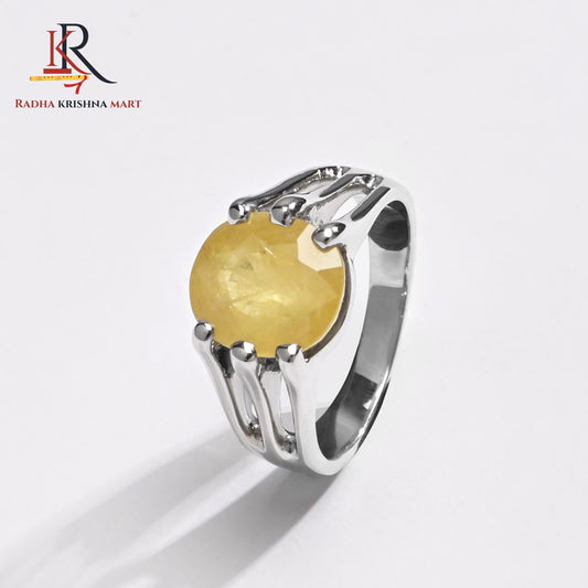 Yellow Sapphire (Pukhraj) Ring - 925 Silver