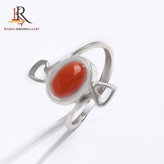 Red Coral (Moonga) Ring - 925 Silver