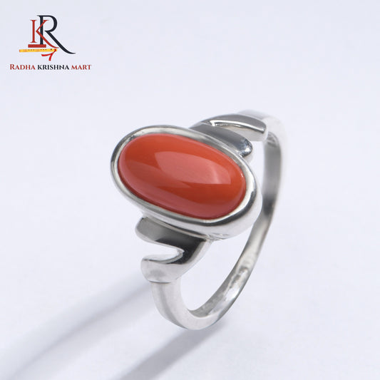 Red Coral (Moonga) Ring - 925 Silver
