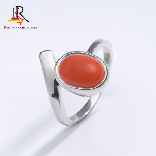 Red Coral (Moonga) Ring - 925 Silver