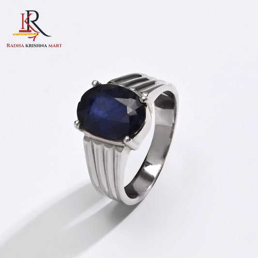 Blue Sapphire ( Neelam ) Ring - 925 Silver