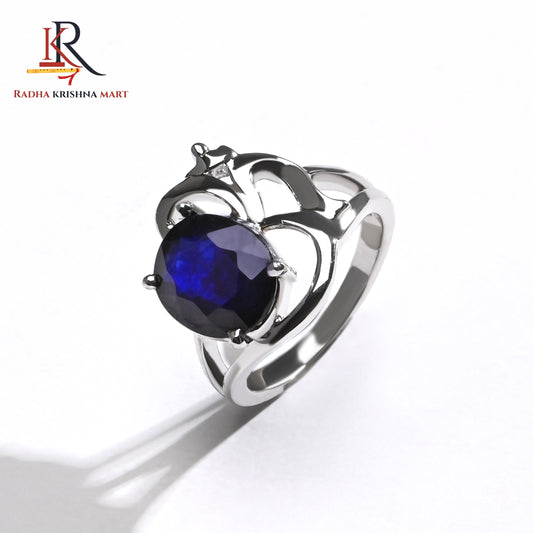 Blue Sapphire ( Neelam ) Ring - 925 Silver