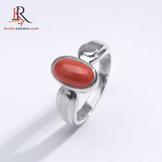 Red Coral (Moonga) Ring - 925 Silver
