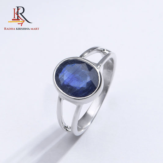 Blue Sapphire ( Neelam ) Ring - 925 Silver